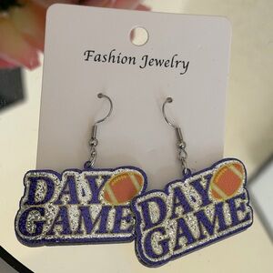 Fashion Jewelry Purple and Orange Game Day Football Dangle Earrings